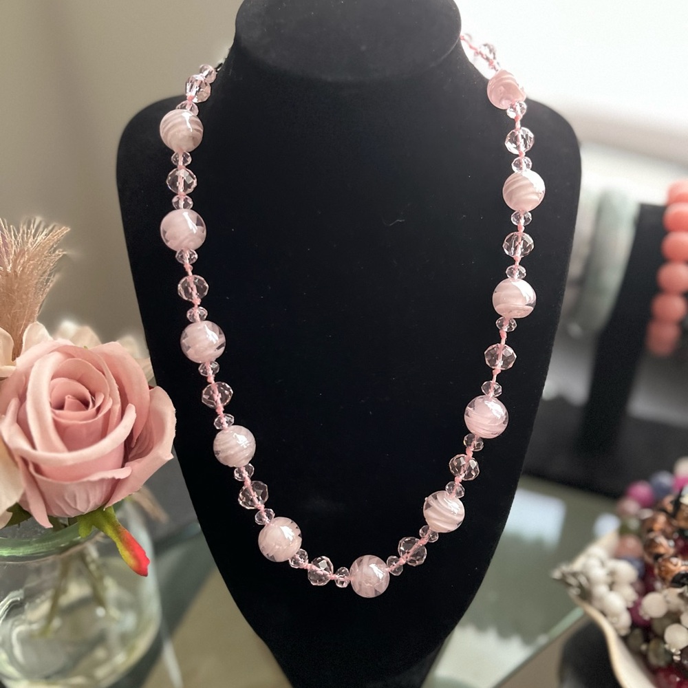 Pink glass necklace